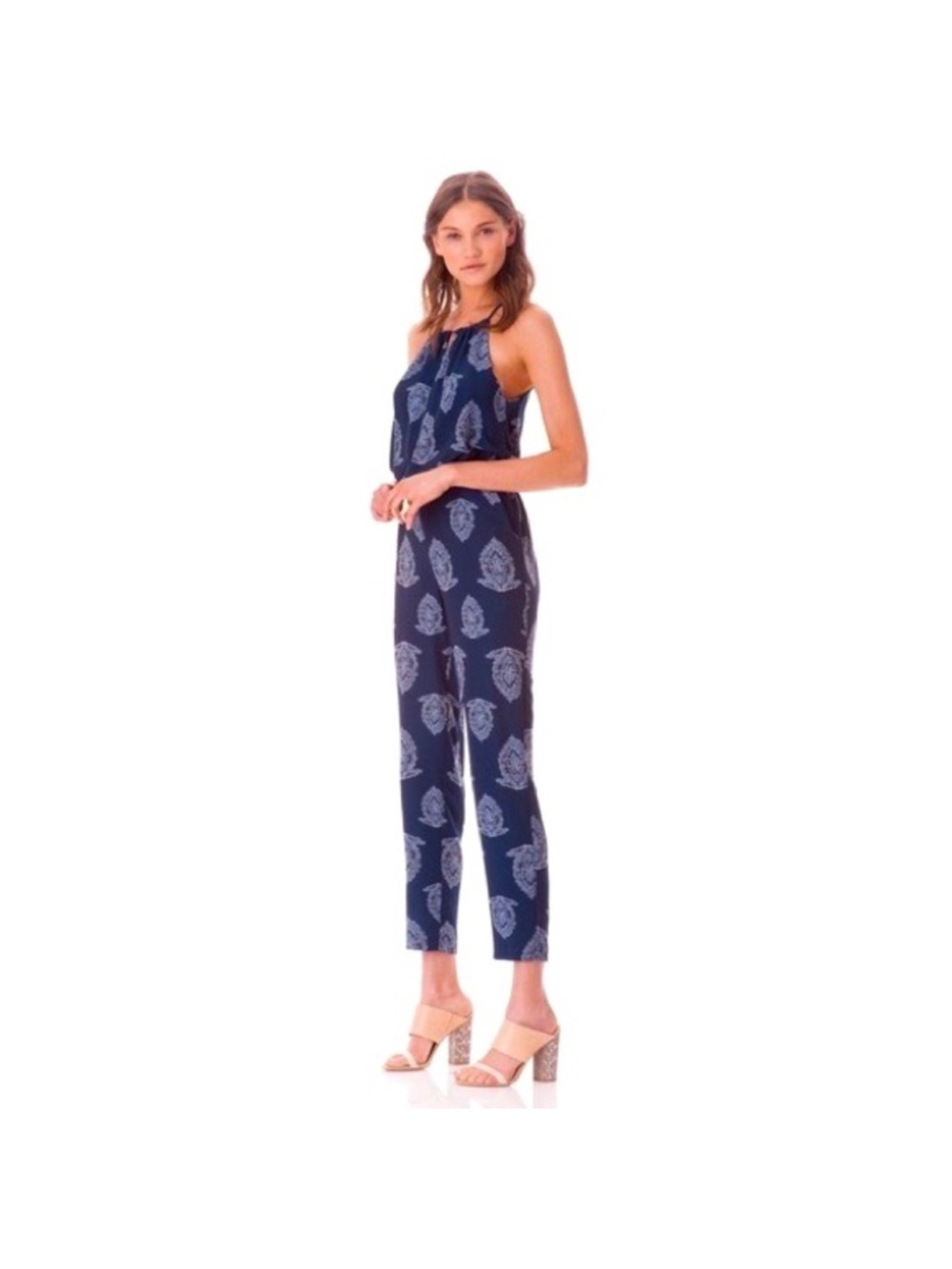 Sam Edelman Navy Blue Paisley Print Jumpsuit XS